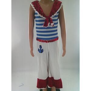 Dance Costume Dansco 548 Small Child Red Sailor Jazz Good Ship Sequin